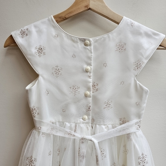 Jona Michelle Girl's Gauzy Tulle Snow Flake Sparkle Print Dress, Size 7 - Picture 7 of 11